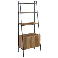 Reclaimed Barnwood 72 Inch Modern Ladder Bookcase with Cabinet - Arlo-2
