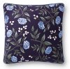 Navy and Blue Floral Throw Pillow