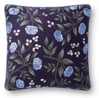 Navy and Blue Floral Throw Pillow