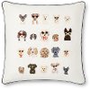 22 Inch Cream Throw Pillow with Multi-Colored Dogs