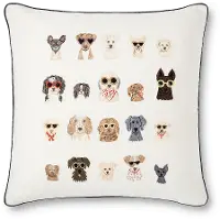 P6063-RP-CREAM/MULTI 22 Inch Cream Throw Pillow with Multi-Colored Dogs
