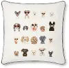 P6063-RP-CREAM/MULTI Rifle Paper Co. 22 Inch Cream Throw Pillow with Multi-Colored Dogs