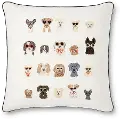 P6063-RP-CREAM/MULTI Rifle Paper Co. 22 Inch Cream Throw Pillow with Multi-Colored Dogs