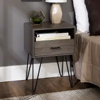 AF18CRFSTSG Modern Gray Single Drawer Hairpin Leg Nightstand