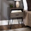 Modern Slate Grey Single Drawer Hairpin Leg Side Table -
