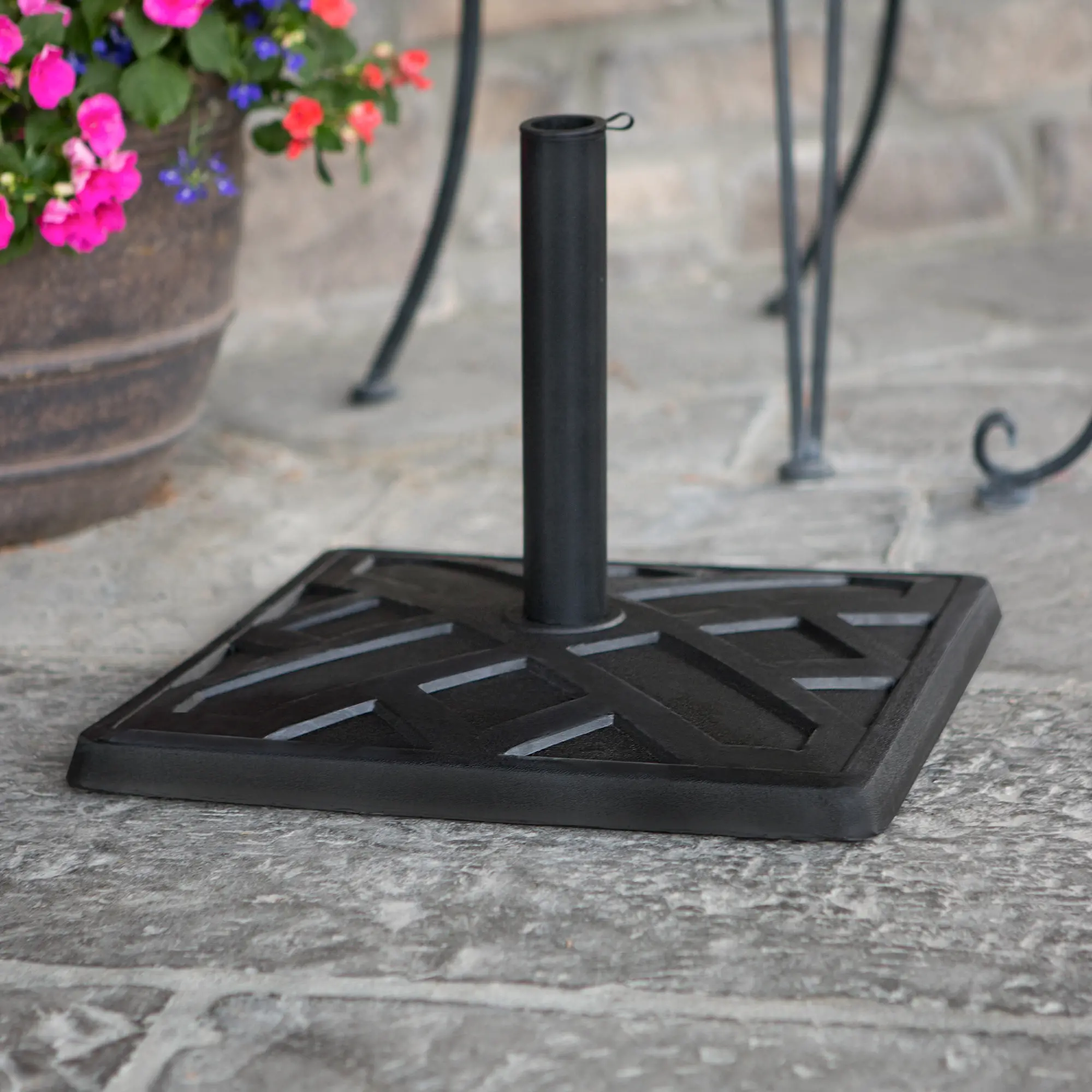 UB30SPRBL Square Outdoor Patio Umbrella Base - Black-1