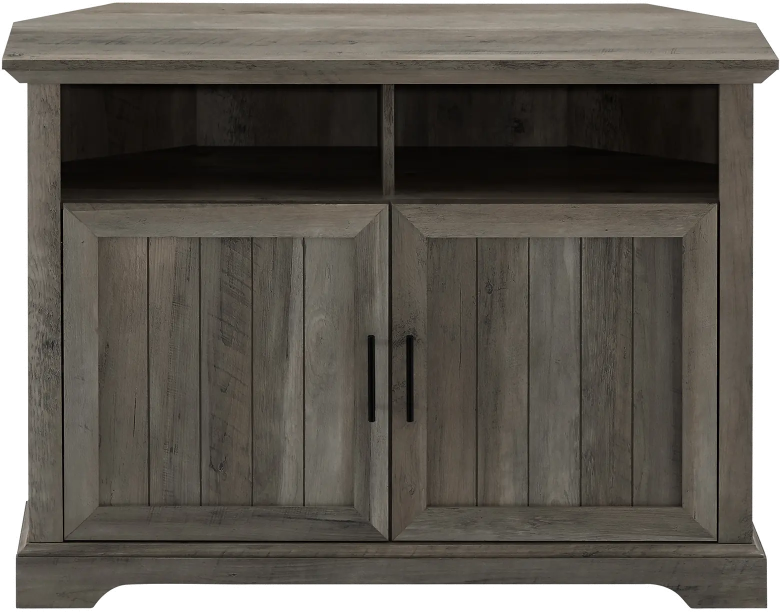 W44CMCR2DGW Gray Stone 44 Grooved Door Corner TV Console - Columbus-3