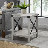 AF18MXSTST Metal X Stone Gray Modern Farmhouse End Table