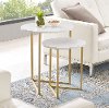AFVICNSTMW White and Gold 2-Piece V-Leg Nesting Side Tables - Modern Glam