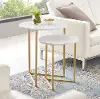 AFVICNSTMW White and Gold 2-Piece V-Leg Nesting Side Tables - Modern Glam