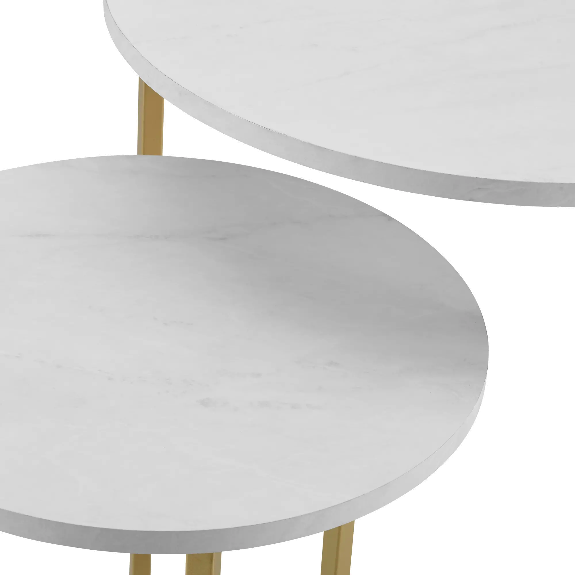 AFVICNSTMW White and Gold 2-Piece V-Leg Nesting Side Tables - Modern Glam-2