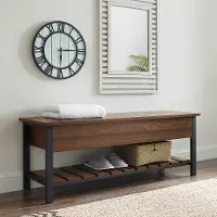 B48PCSBDW Open-Top Walnut Storage Bench with Shoe Shelf