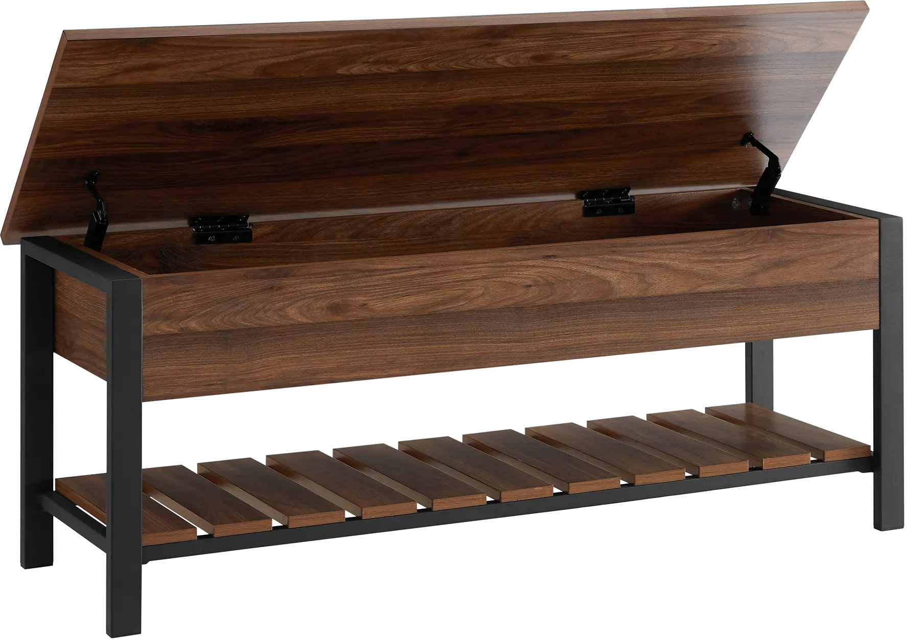 B48PCSBDW Open-Top Walnut Storage Bench with Shoe Shelf-2
