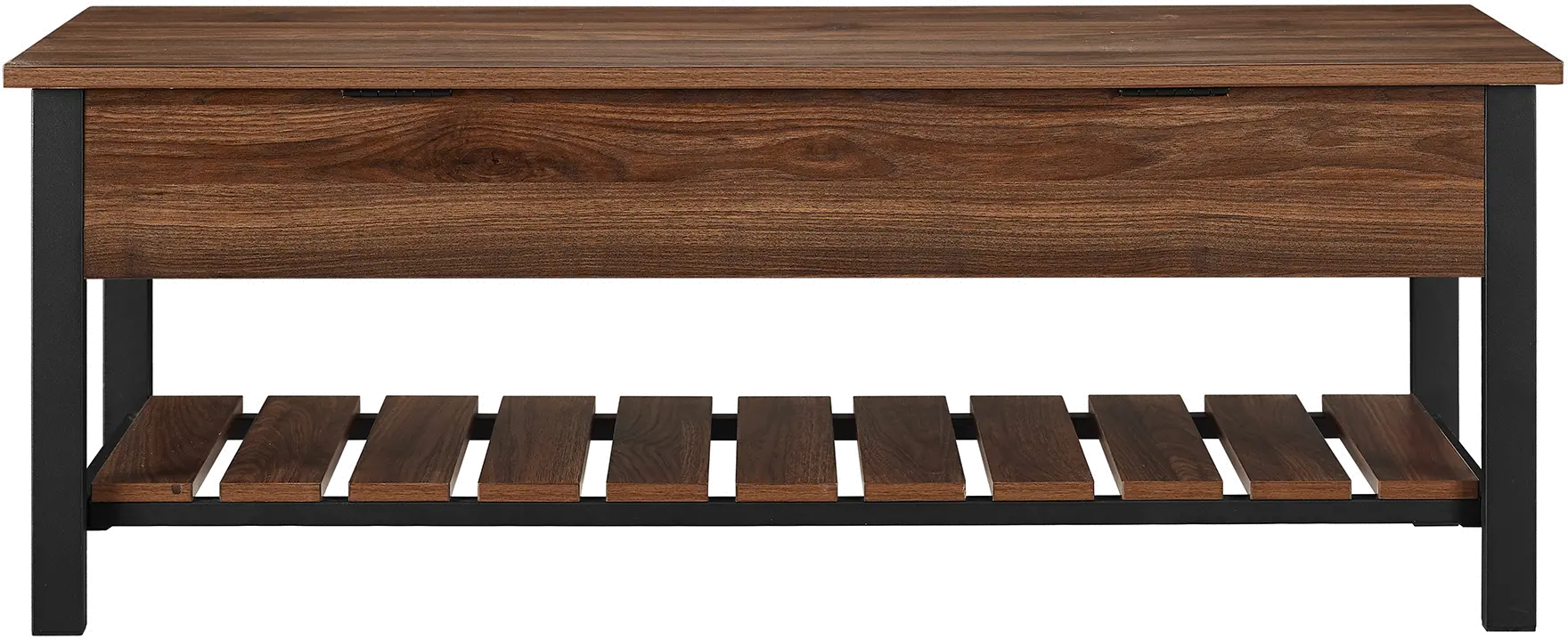 B48PCSBDW Open-Top Walnut Storage Bench with Shoe Shelf-3