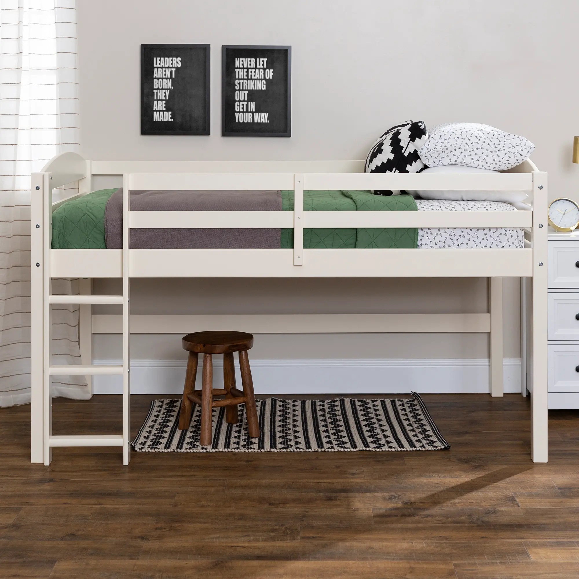 BWSTOLLWH Contemporary Painted White Low Loft Twin Bed - Albert-1