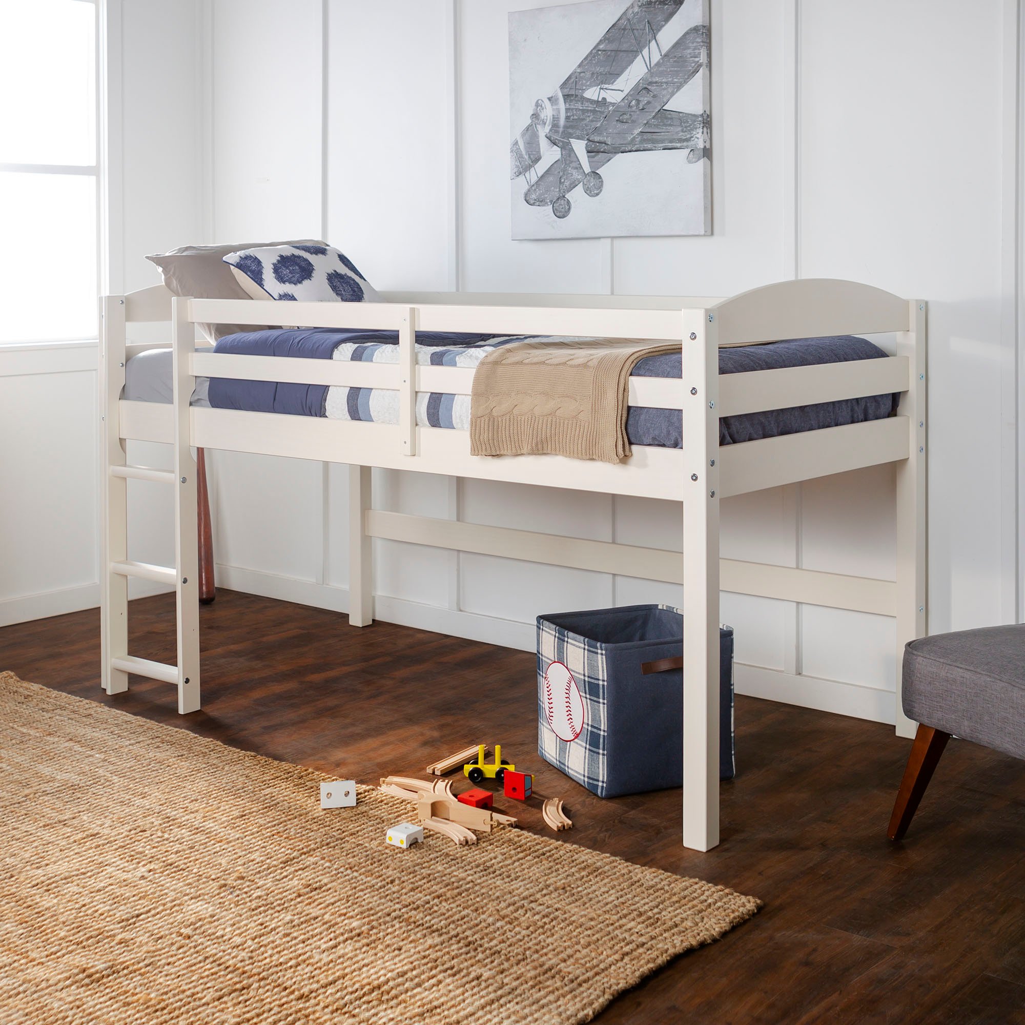 BWSTOLLWH Contemporary Painted White Low Loft Twin Bed - Albert-2