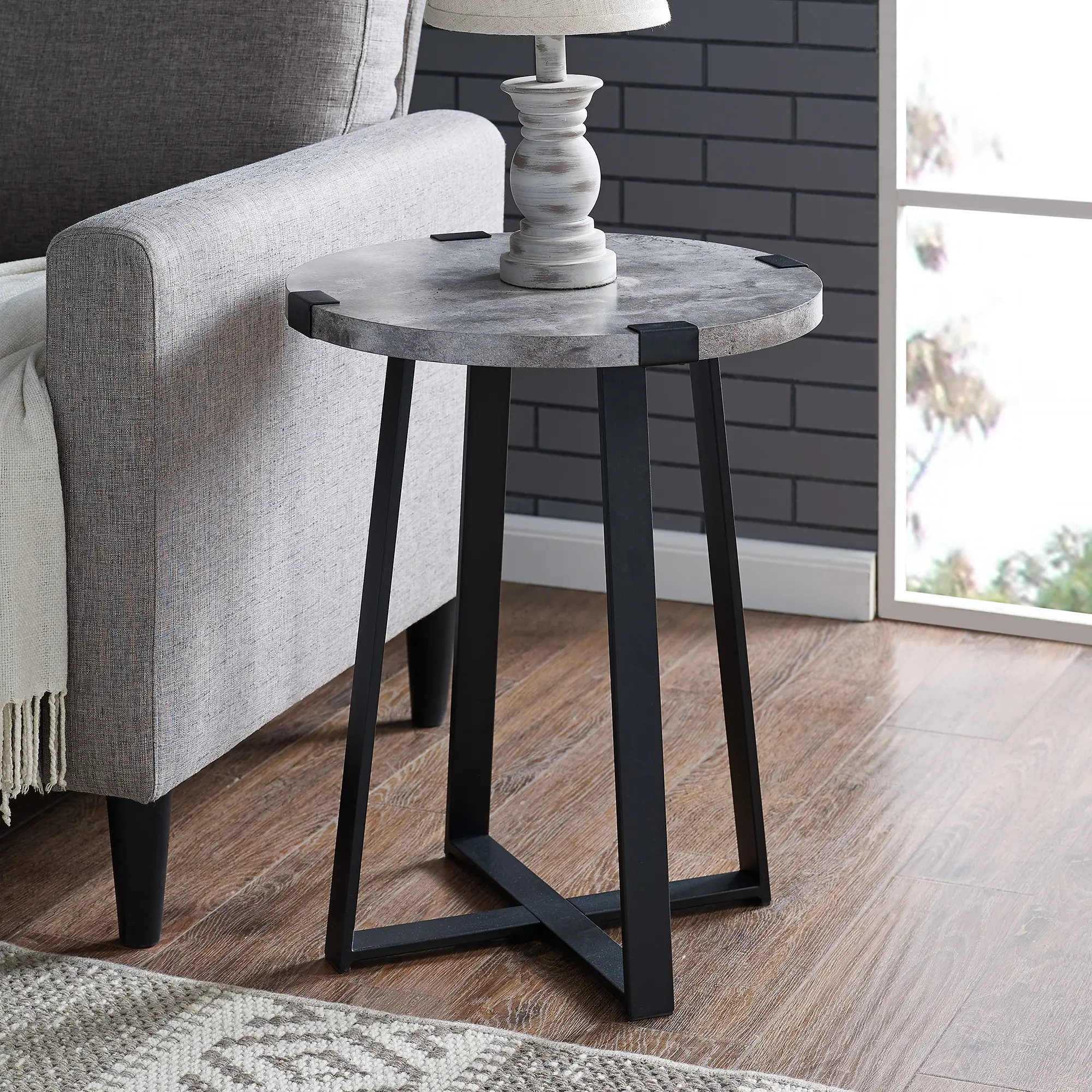AF18MWSTDC Dark Concrete End Table - Emily-1