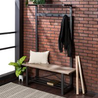 Gray Wash 47 Inch Industrial Wood Hall Tree
