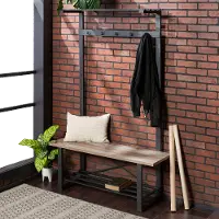 HT72URBGW Gray Wash 47 Inch Industrial Wood Hall Tree