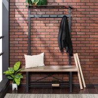 Gray Wash 47 Inch Industrial Wood Hall Tree-2