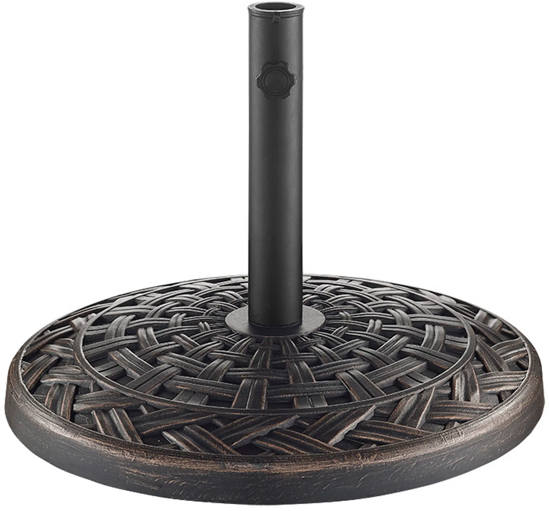 UB30RXWAB Cross Weave Round Outdoor Patio Umbrella Base - Antique Bronze-2