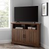 Dark Walnut 44 Inch Grooved Door Corner TV Stand - Columbus