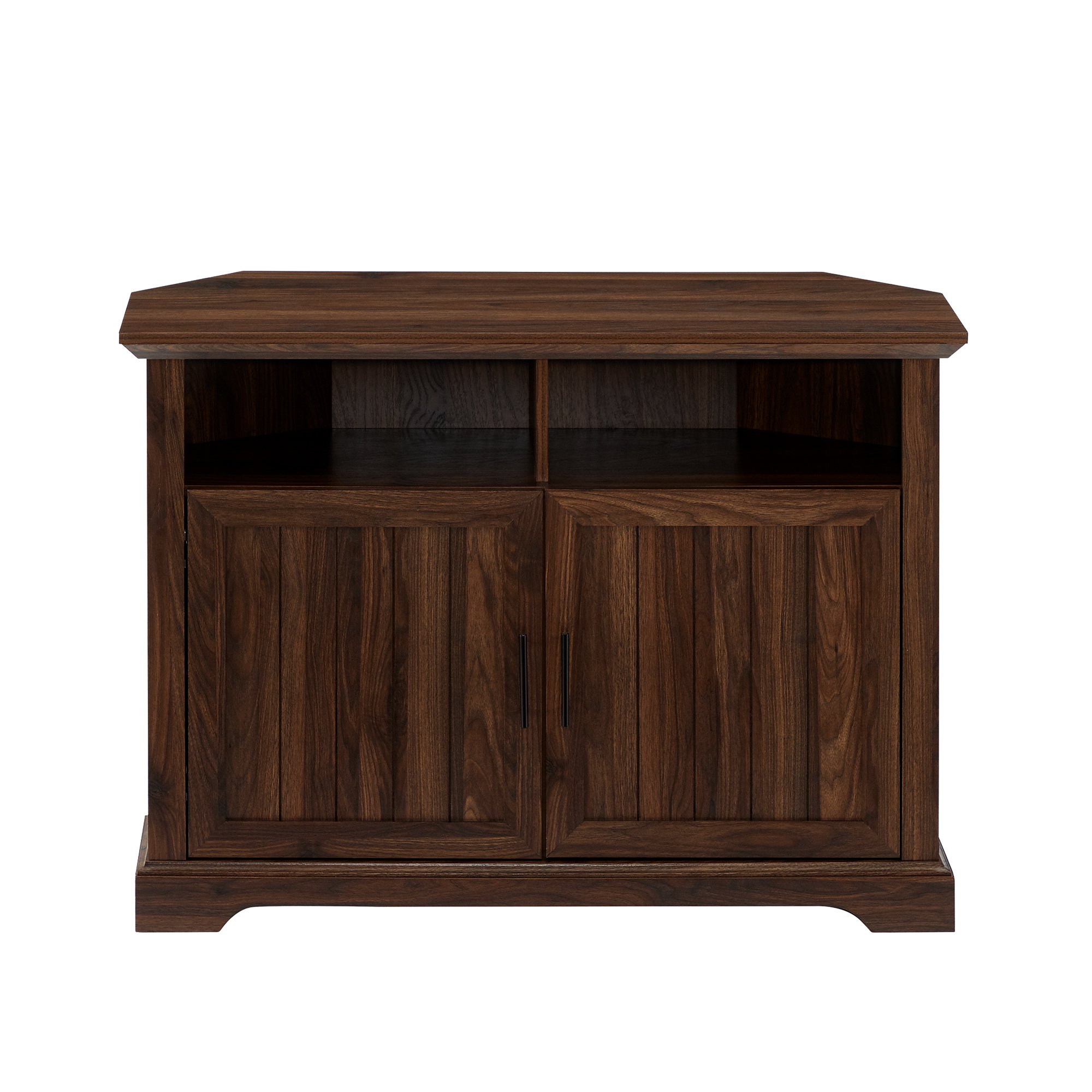 W44CMCR2DDW Dark Walnut 44 Inch Grooved Door Corner TV Stand - Columbus-2
