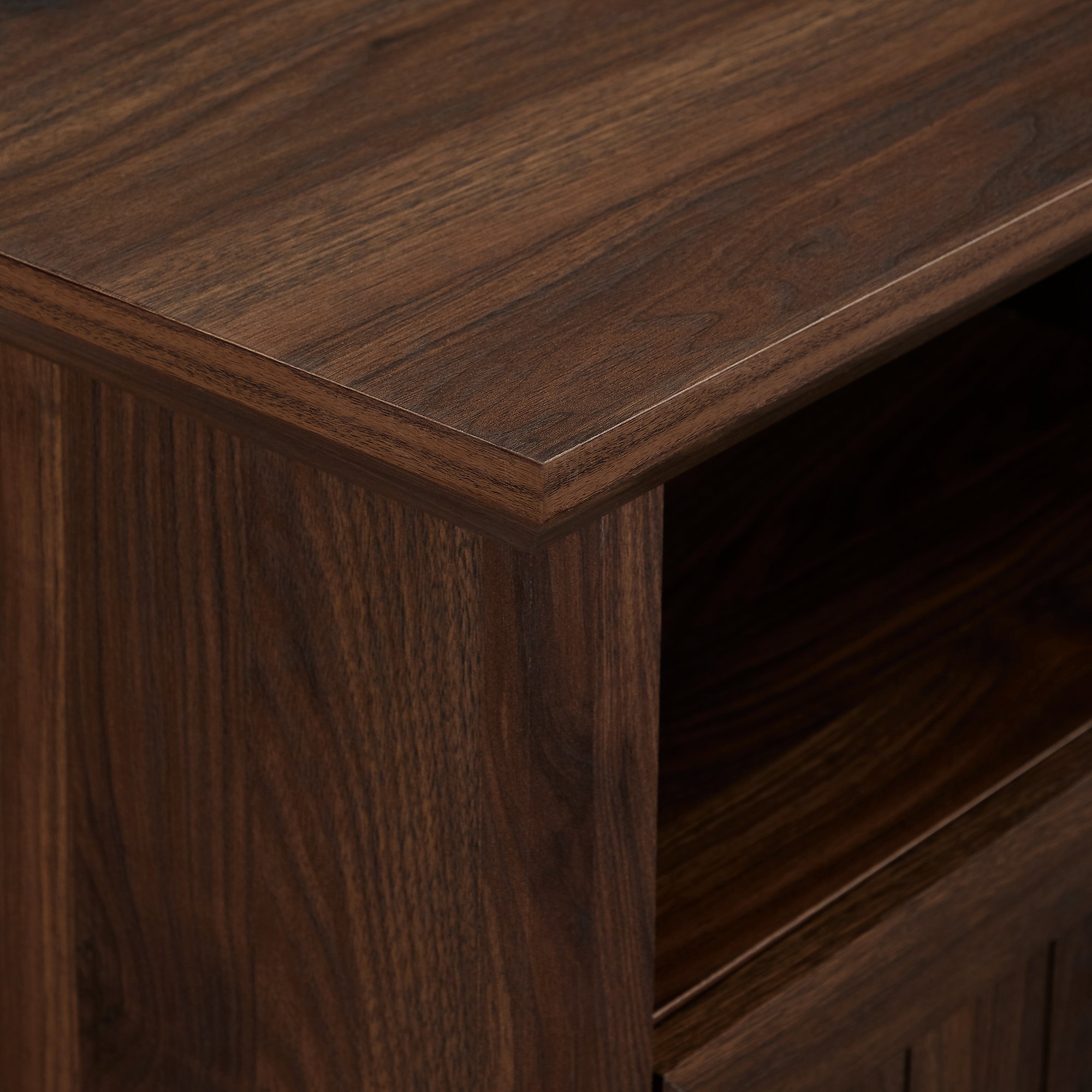 W44CMCR2DDW Dark Walnut 44 Inch Grooved Door Corner TV Stand - Columbus-3