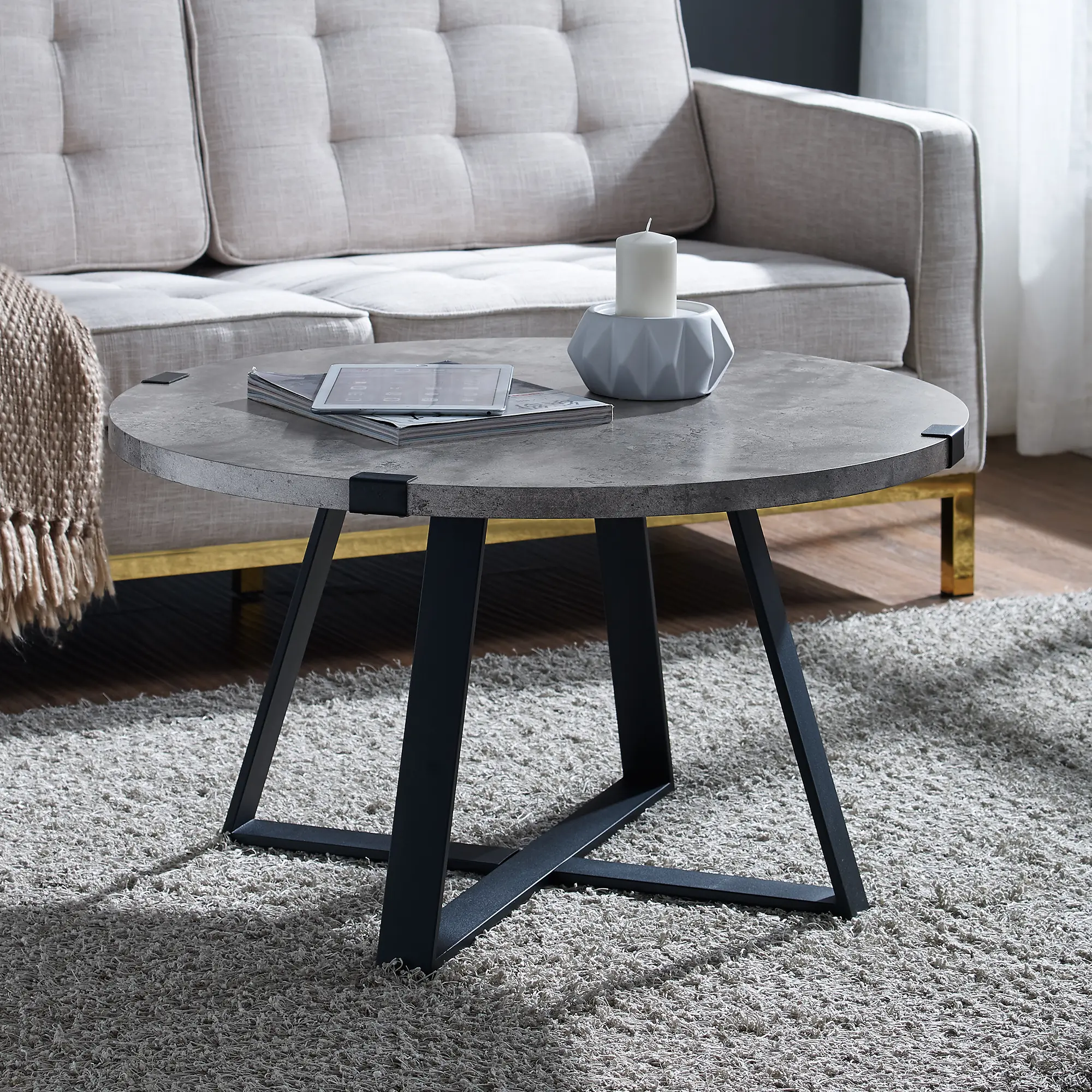AF30MWCTDC Dark Concrete Coffee Table - Emily-1