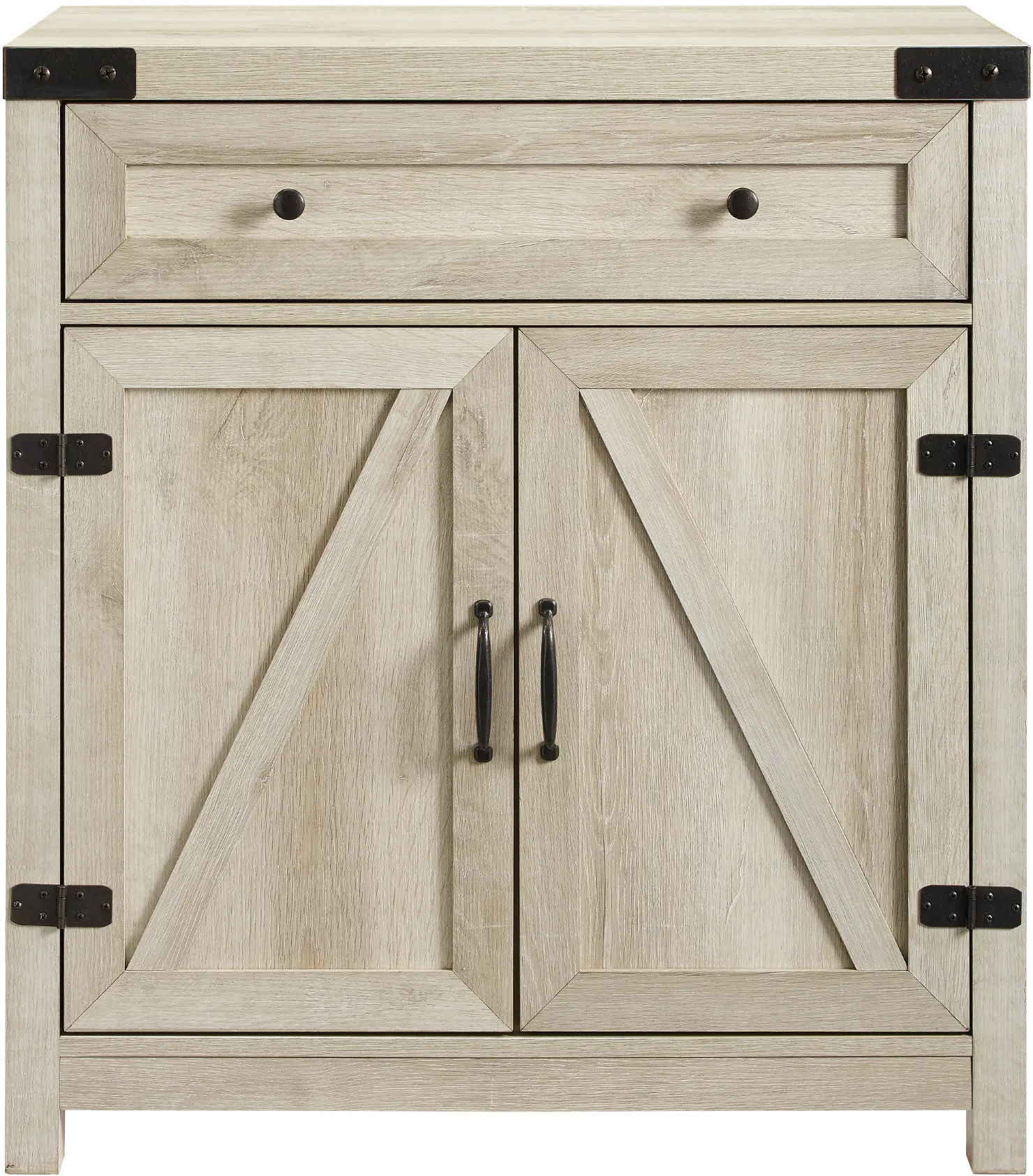 AF30BDWO White Oak Farmhouse Accent Cabinet - Barn Door-2