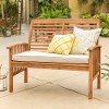 OWLSBR Brown Acacia Wood Outdoor Patio Loveseat - Midland