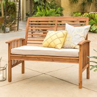 OWLSBR Brown Acacia Wood Outdoor Patio Loveseat - Midland