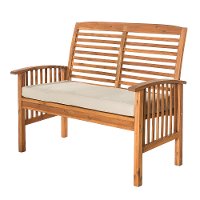 OWLSBR Brown Acacia Wood Outdoor Patio Loveseat - Midland-2