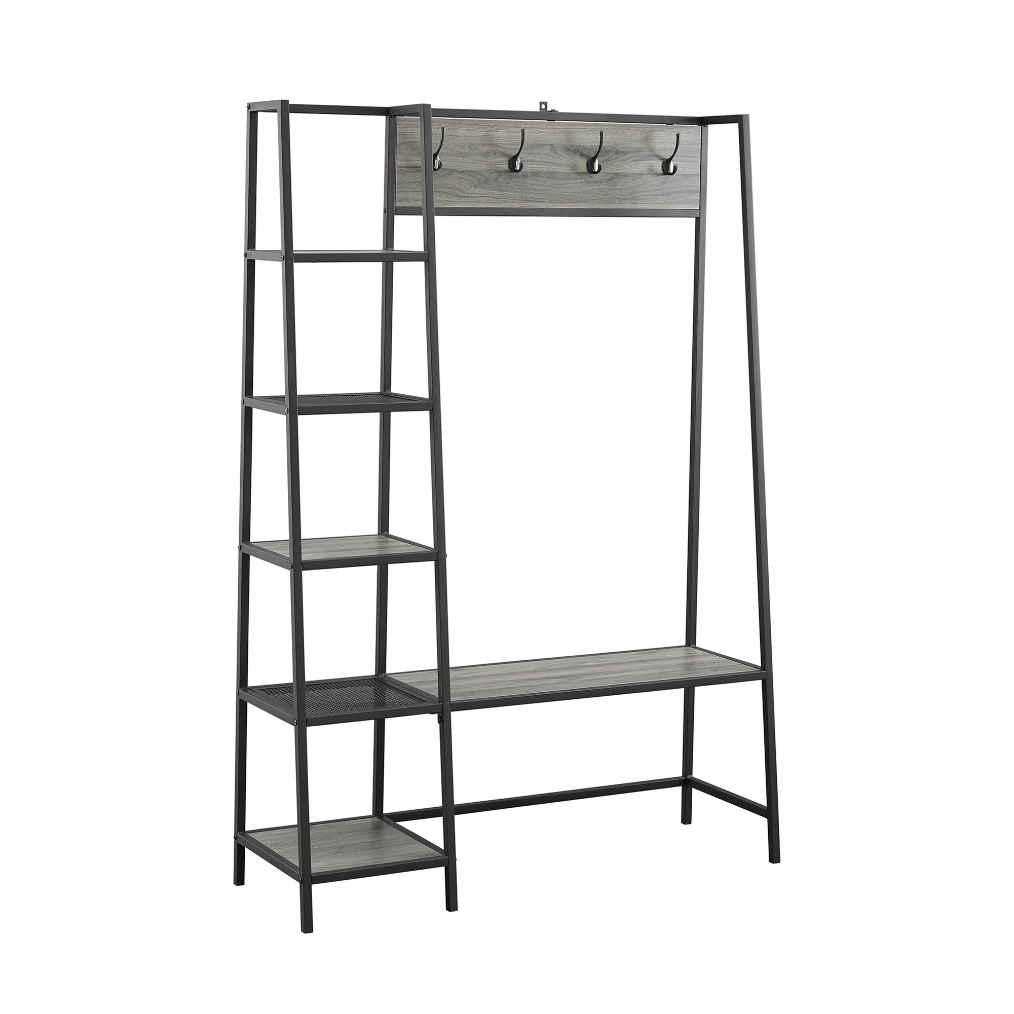 HT72ASSSG 68 Inch Modern Slate Gray Wood Hall Tree-2