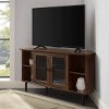 Dark Walnut 48 Inch Simple Glass Door Corner TV Stand