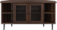 Dark Walnut 48 Inch Simple Glass Door Corner TV Stand-2