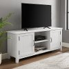 Solid White 58 Inch Grooved Door TV Stand - Coastal Farmhouse