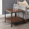 Rustic Wood End Side Table, Set of 2 - Angle Iron