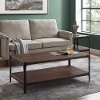Dark Walnut Rustic Wood Coffee Table - Angle Iron