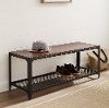 Dark Walnut 48 Inch Industrial Angle Iron Entry Bench - Angle Iron