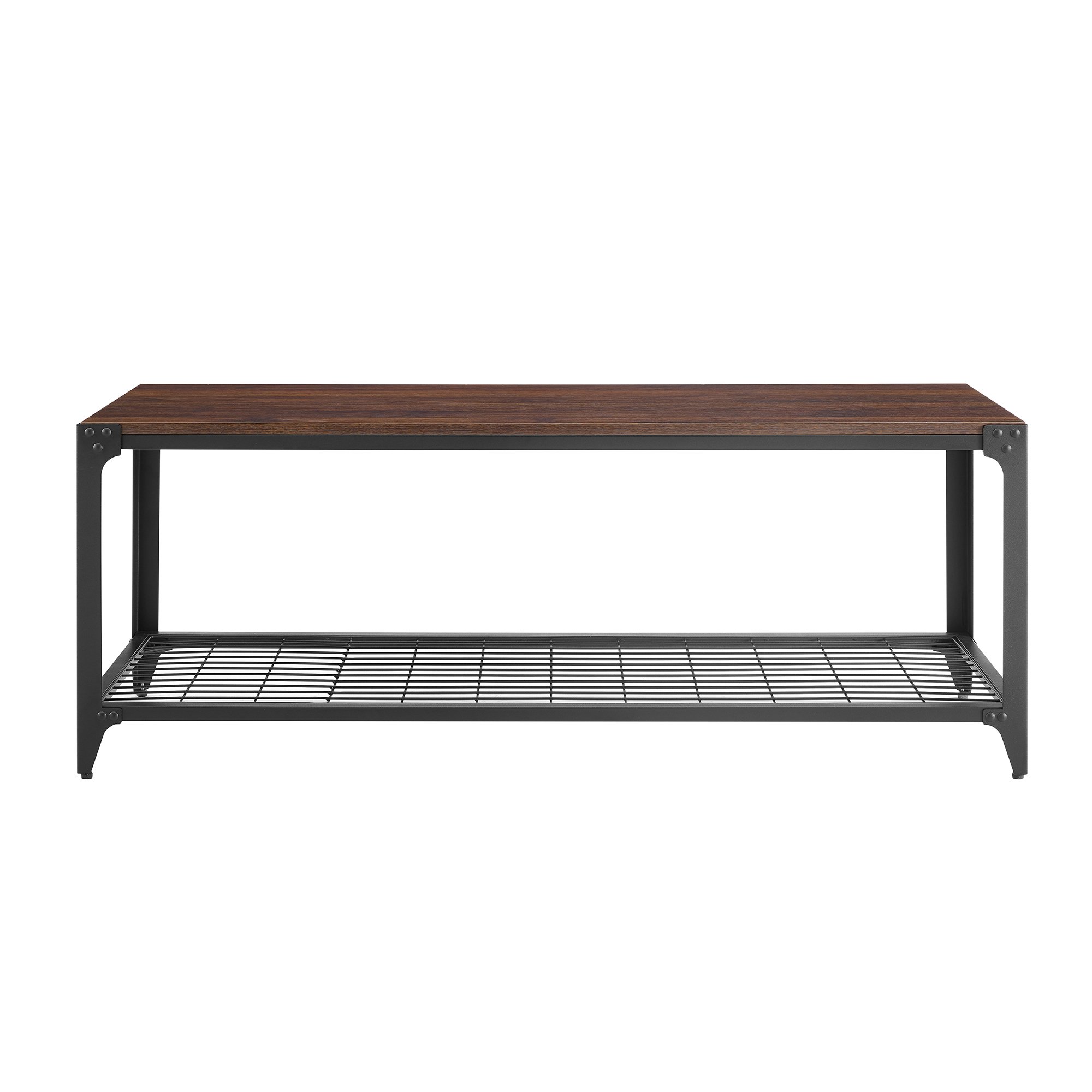 B48AIEBDW Dark Walnut 48 Inch Industrial Angle Iron Entry Bench - Angle Iron-2