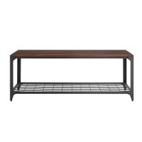 B48AIEBDW Dark Walnut 48 Inch Industrial Angle Iron Entry Bench - Angle Iron-2