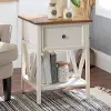AF19NATSTWWR Natalee White Wash and Natural Wood Side Table - Walker Edison