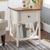 White Wash Drawer Wood Side Table - Natalee