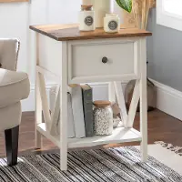 AF19NATSTWWR White Wash and Natural Wood Side Table - Natalee