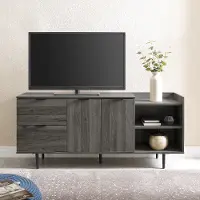 W58LIN2DDSG Slate Gray 58 Inch Modern Storage TV Stand - Lincoln