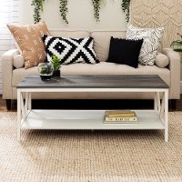 AF48NATCTWWG White Wash and Gray Distressed Farmhouse Coffee Table - Natalee