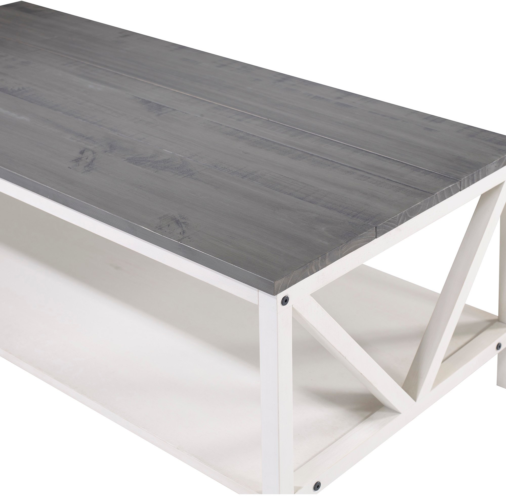 AF48NATCTWWG White Wash and Gray Distressed Farmhouse Coffee Table - Natalee-3