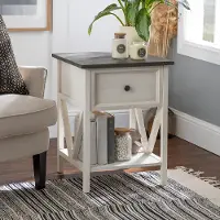AF19NATSTWWG White Wash and Gray Side Table - Natalee