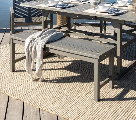 OWB7SGW Gray Acacia Wood Patio Bench - Midland-1